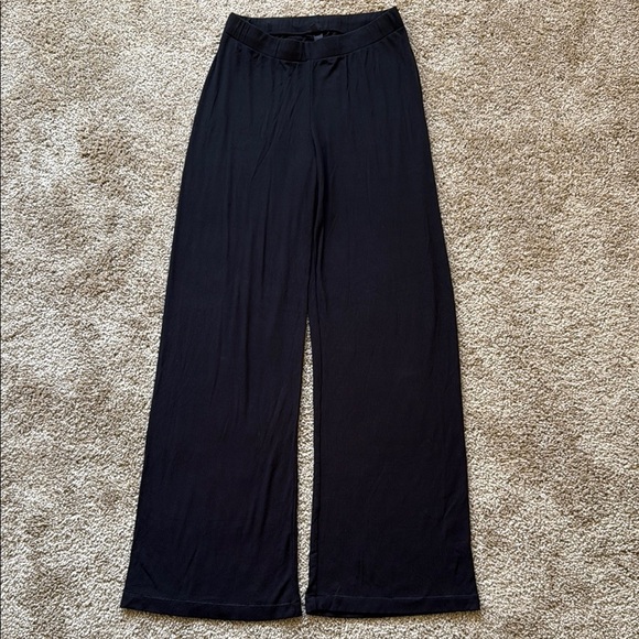 Skims Soft Lounge Loose Ribbed Wide Leg Pants Onyx Black - Picture 4 of 11